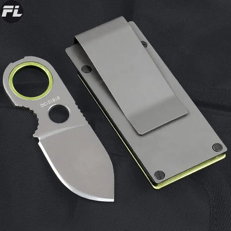 Outdoor Mini Pocket Knife Multifunctional Straight Knife Suction Card Mounted Keychain Pocket Knife Carrying Knife All Steel