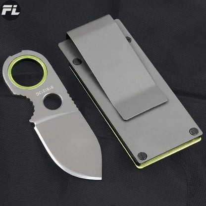 Outdoor Mini Pocket Knife Multifunctional Straight Knife Suction Card Mounted Keychain Pocket Knife Carrying Knife All Steel