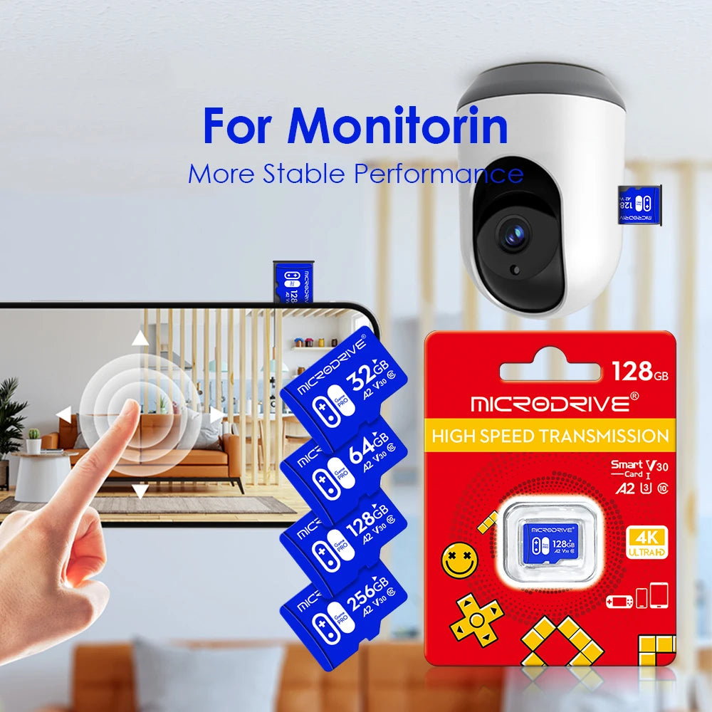 V30 U3 High Speed Memory Card 32GB 64GB 128G 256GB Flash UHS-3 Micro Mini SD Card For 4K Camera / TV / Nintendo Game / Gopro UAV