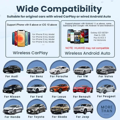 CarRocket 2in1 Wireless CarPlay Dongle Android Auto Adapter AI Smart Box Car Intelligent Systems for Car with Wired CarPlay