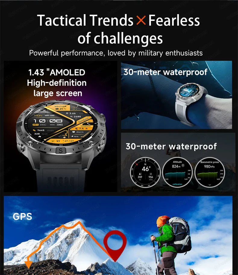 Smart Watch Men GPS Track 30 meters Swim Waterproof  Sports Fitness GPS Precise Positioning Offline Map 2GB Memory Smart Watchs