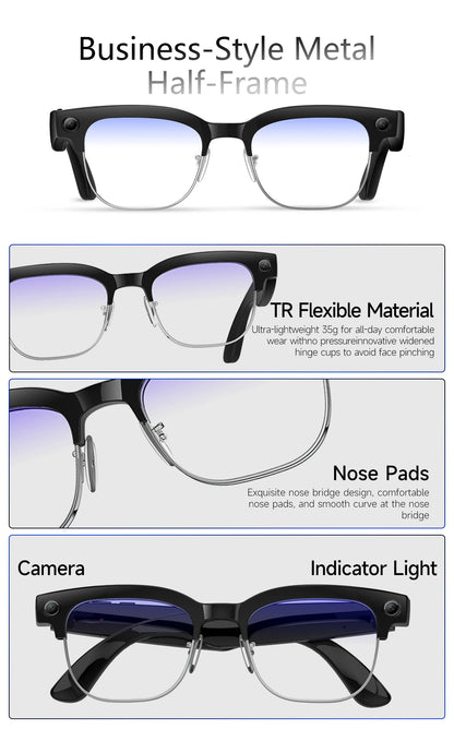 AI Smart Glasses for Men & Women 2026 New 8MP Camera 4K HD Video Recording AI Translation WiFi Bluetooth Call Music Photochromic