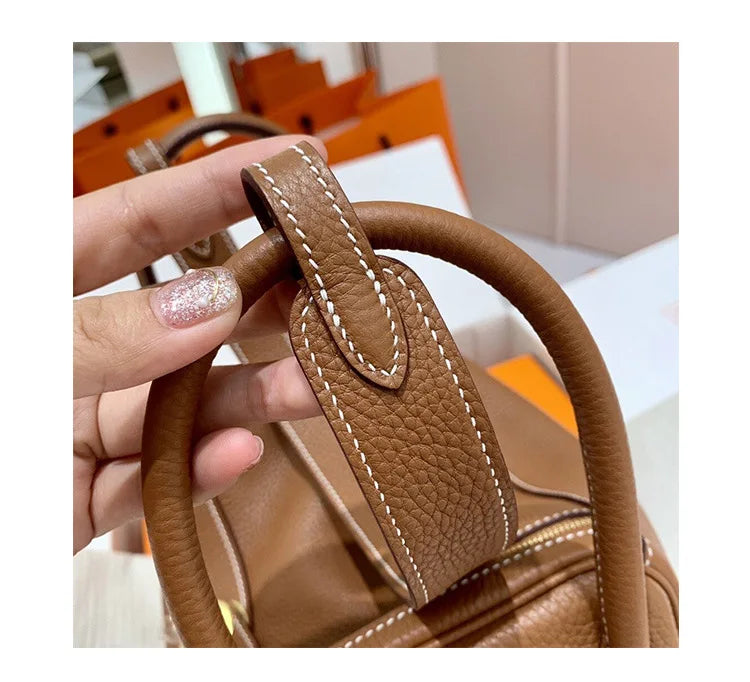 Women's Handbag 2025 New Style Top Layer Cowhide Leather Lundy Mini Doctor Bag Genuine Leather Handbag Single Shoulder Crossb...