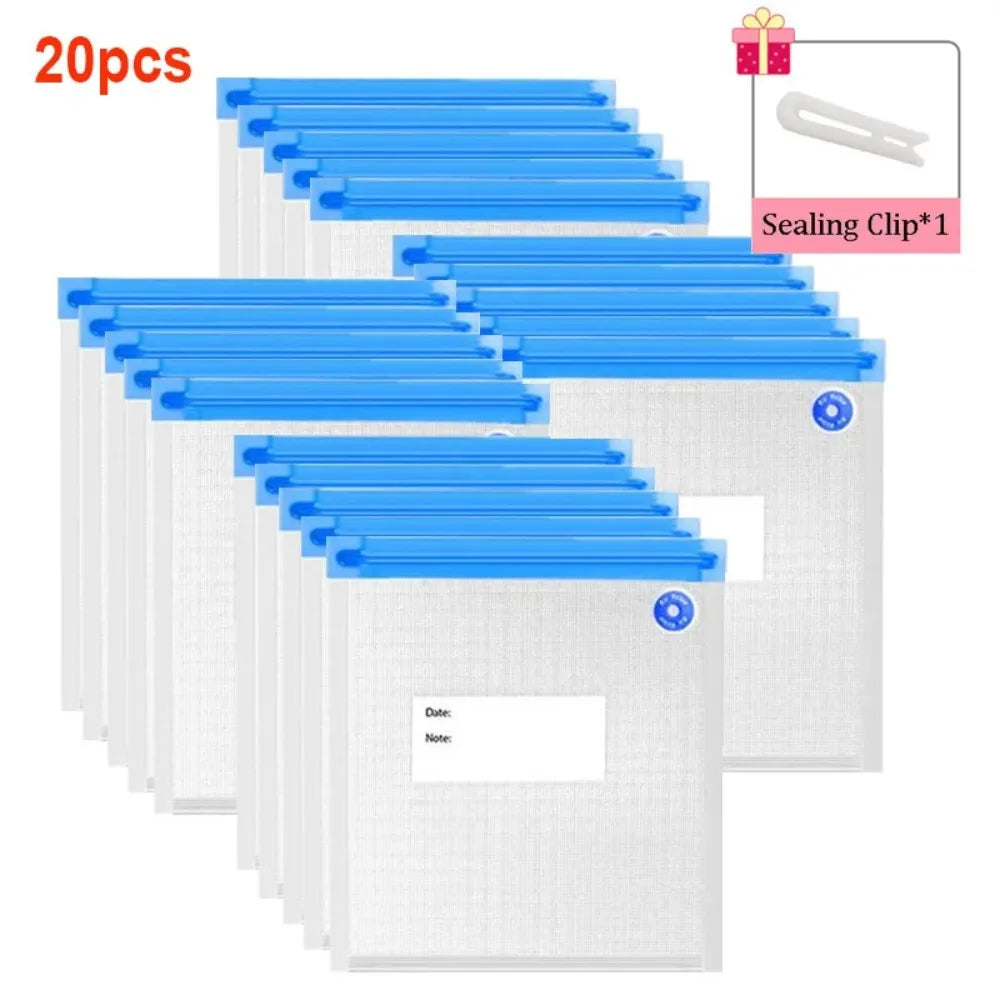 Reusable Vacuum Sealer Bags Food Storage Bag Household Vacuum Vegetable Food Sealer Bag With Hand Pump Sealing Clips