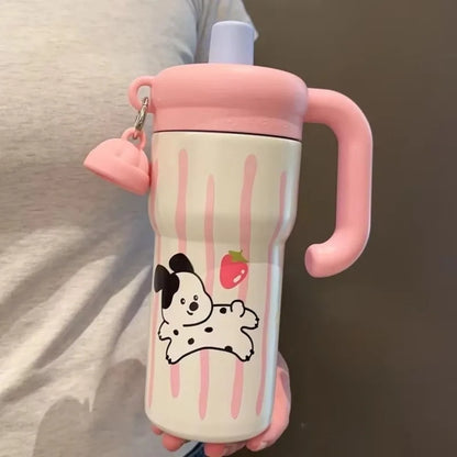 Fashion High Aesthetic Students Straw Mug 316 Stainless Steel 600ML Iced Cup Large Capacity Insulated Thermal Cup Men And Women