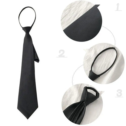 Ties Preppy Style Men Women Black Necktie  Retro Solid Silky Narrow Neck Tie Slim Smooth Wedding Graduation Decoration