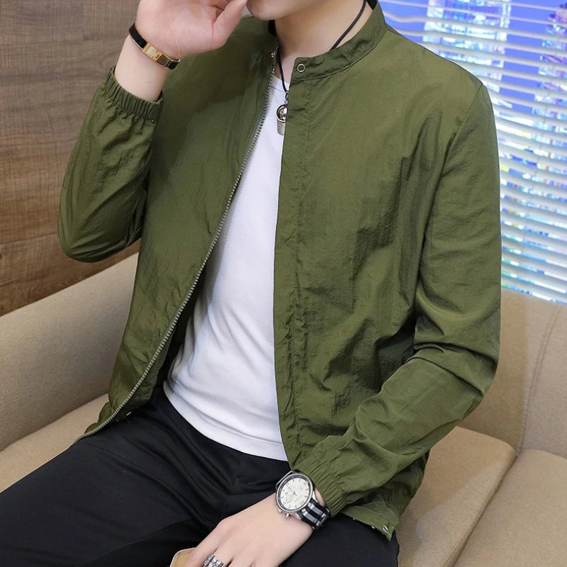 Lightweight Sunscreen Coats Men's Breathable Stand Collar Jacket Men 2026 Summer Sun UV Protection Outdoor Fishing Skin Clothing