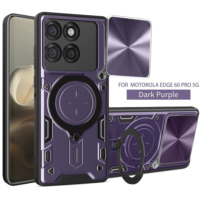 For Motorola Moto Edge 60 Pro 5G Case Shockproof Armor Cover For Moto Edge60 Pro Magnetic Holder Ring Stand Lens Protect Funda