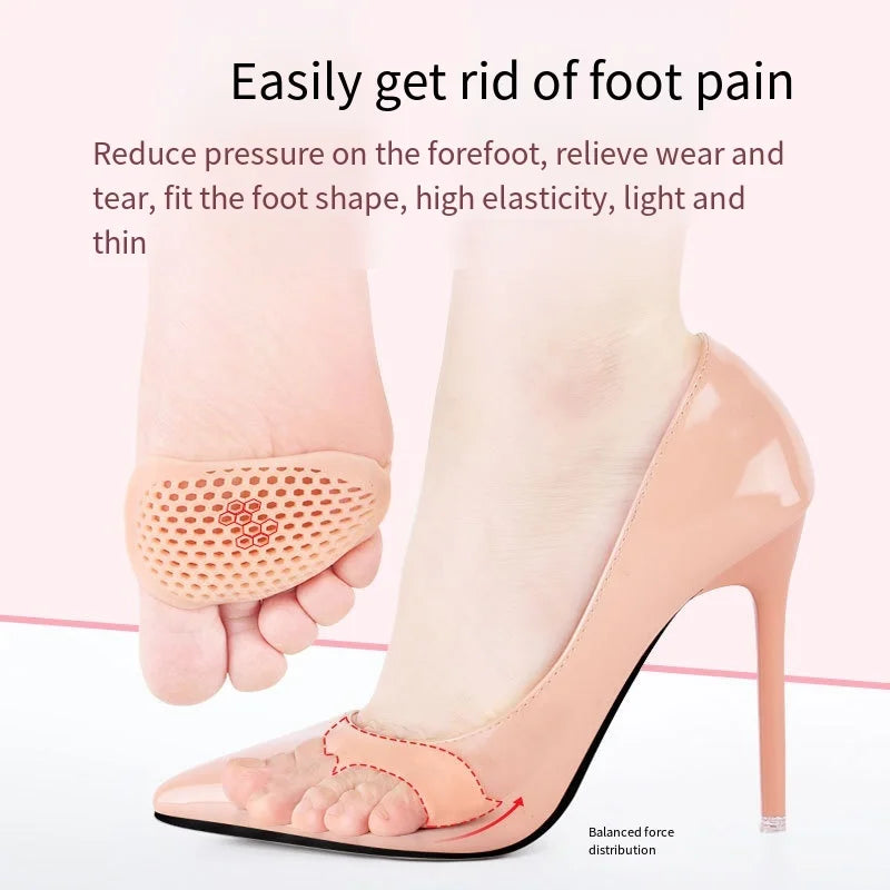 1 Pair Silicone Forefoot Pad Metatarsal Cushion Toe Separator Pain Relief Non-slip Pads Honeycomb Orthotics Foot Massage Insoles