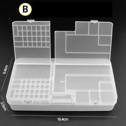Transparent Electronic Components Storage Box 2 Layer Tool Classification Grid Phone Repair Module Organizer Compartment