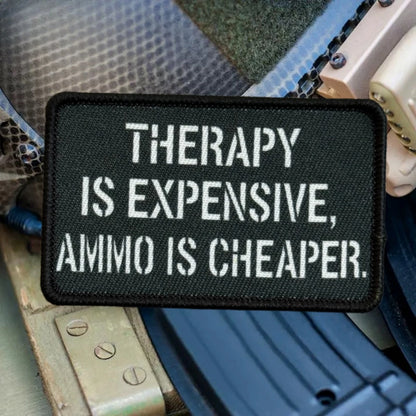 Tactical Patch Therapy Is Expensive Ammo Is Cheaper Embroidered Morale Badge Hook and Loop for Shooting Enthusiasts Combat Gear
