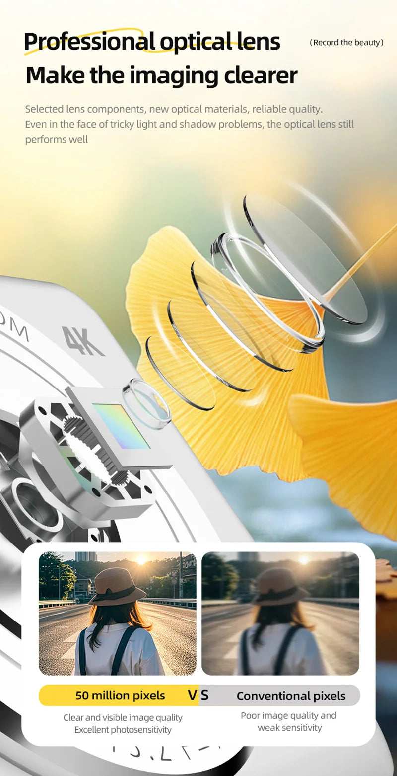 Xiaomi Retro 4K CCD Camera 50MP Auto Focus Dual Flash 8x Zoom Portable Student Vlog Camera for Beginners Travel Gift Photography