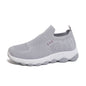 Grid mesh slip-on street sneakers, integrated stretch ribbed collar, thick wavy layered two-tone midsole daily walking shoes