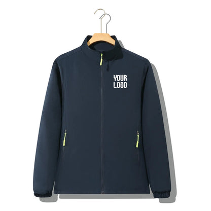 Stand collar zipper outdoor windbreaker, unisex UV-resistant waterproof jacket, customizable LOGO