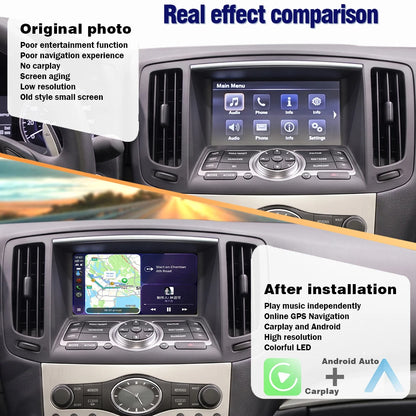 AUTOTOP Wireless CarPlay Android Auto Upgrade Adapter for Infiniti G35 G37 Coupe Sedan G M EX FX JX QX Series 2009-2014 Car AI Box, 7 8 inch HD Screen GPS Airplay BT, SWC Steering Wheel Control, Keep Original Factory System M