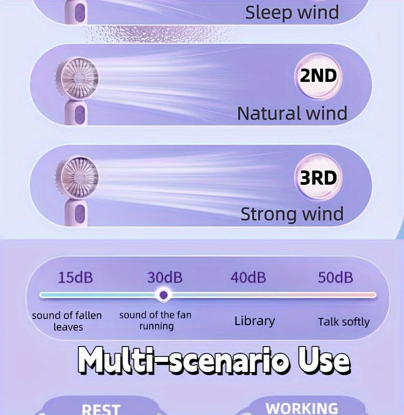 USB Mini Rechargeable Portable Fan with 3 Speeds, Handheld Fan for Gift Choice, Perfect For Office, Outdoor, Travel, Camping