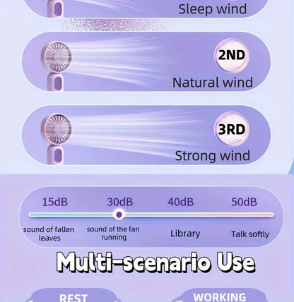 USB Mini Rechargeable Portable Fan with 3 Speeds, Handheld Fan for Gift Choice, Perfect For Office, Outdoor, Travel, Camping