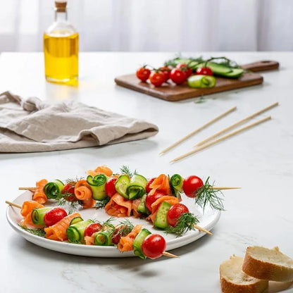 90-1350Pcs Bamboo Wooden BBQ Skewers Sticks Disposable 15/20/25/30cm for Grilling, Fruit, Kabob,BBQ, Barbecue, Camping, Outdoor