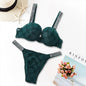 Victoria's Secret Lingerie Set Heart Pattern Trim Stretchy Breathable underwear Set Women's Sexy Lace Bralette Bra and Panty Set