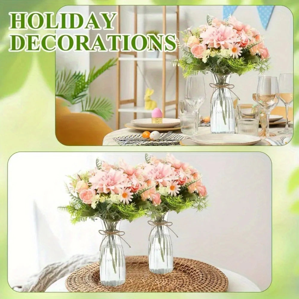 Striped Design Clear Plastic Vases for DIY Floral Arrangements Durable Home Wedding Table Centerpiece Decor