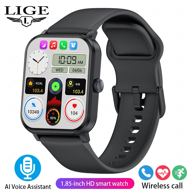 LIGE 2026 Zewnętrzny Smartwatch Męski 2.01" Ekran IP68 Wodoodporne Zegarki Wytrzymały Wojskowy Bluetooth Połączenia Smartwatch dla Androida i iOS