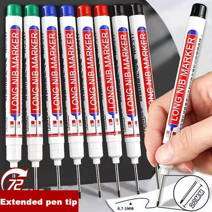 8Pcs/Set 20mm Deep Hole Long Nib Head Markers For Metal Perforating Pen Waterproof Bathroom Woodworking Decoration Multi-Purpose