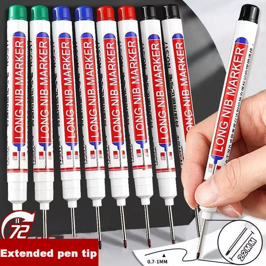 8Pcs/Set 20mm Deep Hole Long Nib Head Markers For Metal Perforating Pen Waterproof Bathroom Woodworking Decoration Multi-Purpose
