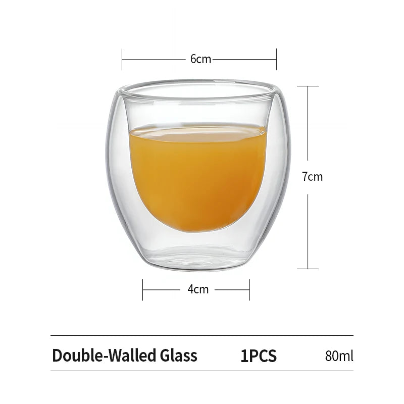 OANKR Double Walled Glass Coffee Mugs 80ML Insulated Layer Coffee Cups Borosilicate Glass Espresso Cup for Hot Beverage, Tea