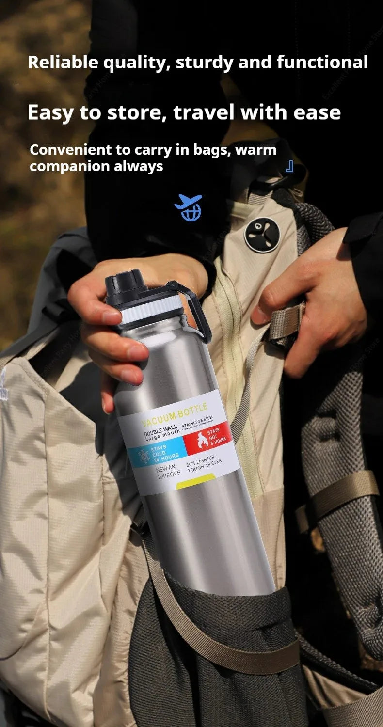 600/800/1000ML Sport Vacuum Flask Stainless Steel Thermal Water Bottle Car Insulated Cup Keeps Cold and Heat Travel Thermal Mug