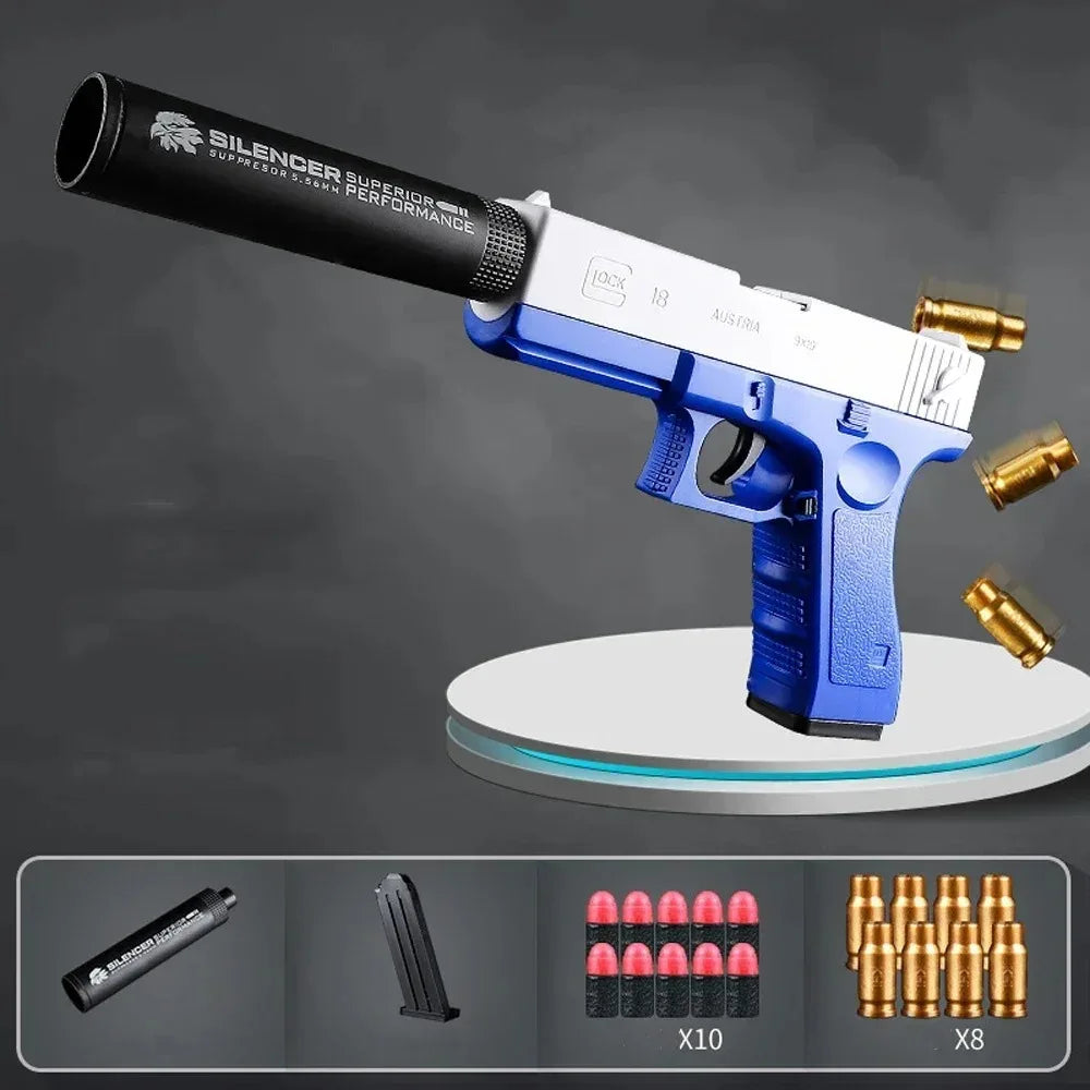 Summer Outdoor Ejecting Shell Pistol Soft Bullet Toy Gun Outdoor Game Boys Gift Weapon Armas Shoot Kids Safety Fun Design Gifts