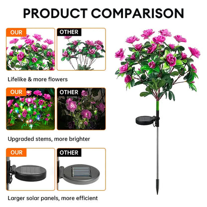 LED Solar Light Azalea Flowers Garden Lamp Home Decorative Light Landscape Orchid Rose LampYard Lawn Path Holiday Wedding Lights