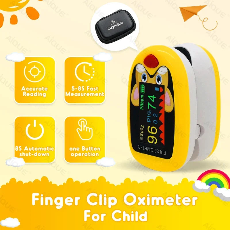 JUSTLANG Child Fingertip Pulse Oximeter Baby Rechargeable Medical Blood Oxygen Saturation Meter  Pediatrics Kids Oximetro SPO2