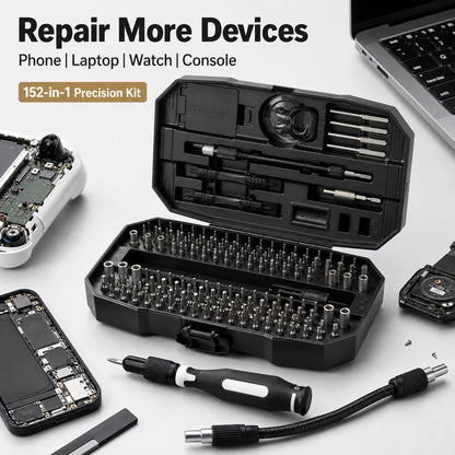 152-in-1 Precision Magnetic Screwdriver Repair Tool Kit with Flexible Shaft Tweezers Pry Tools for Phone Laptop PC Watch Console