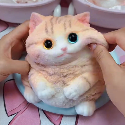 Cute Kawaii Cat Squishy Soft Silicone Stress Relief Squeeze Toy Anxiety Relief Desk Buddy Gift for Kids Adults Desk Decor Gift