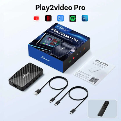 Ottocast Play2Video Pro 2026 Wireless Android Auto & CarPlay AI Box In-Car Video Streaming YouTube Netflix IPTV USB Plug & Play