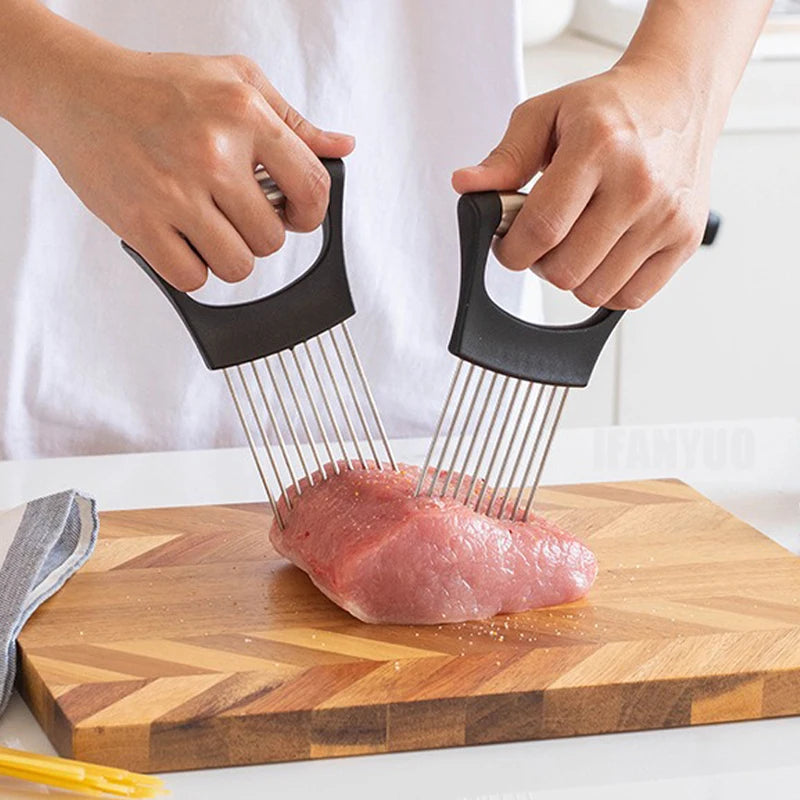 1Pcs Colorful Onion Slicer with Stainless Steel Holder Easy Onion Chopper for Potatoes or Vegetables Kitchen Accessories Tools