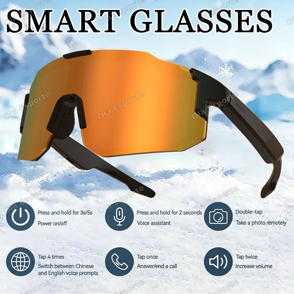 Smart Cycling Glasses Men Bluetooth UV400 Polarized Sunglasses Man AI Voice Intelligent Headphones Call Music Play Camera Remote