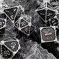 7 Pcs Cosplay D4-D20 DND Brass Gold Polyhedral Sharp Edge Casino Dice Rpg Table Board Game Tray Gem Stone Dragon Metal Steel Set
