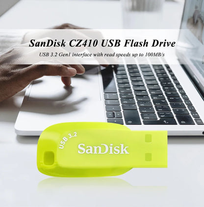 USB 3.2 Sandisk CZ410 USB Flash Drive 32GB 64GB 128GB High Speed Pen Drive Yellow Memory Stick Original pendrive Mini U Disk