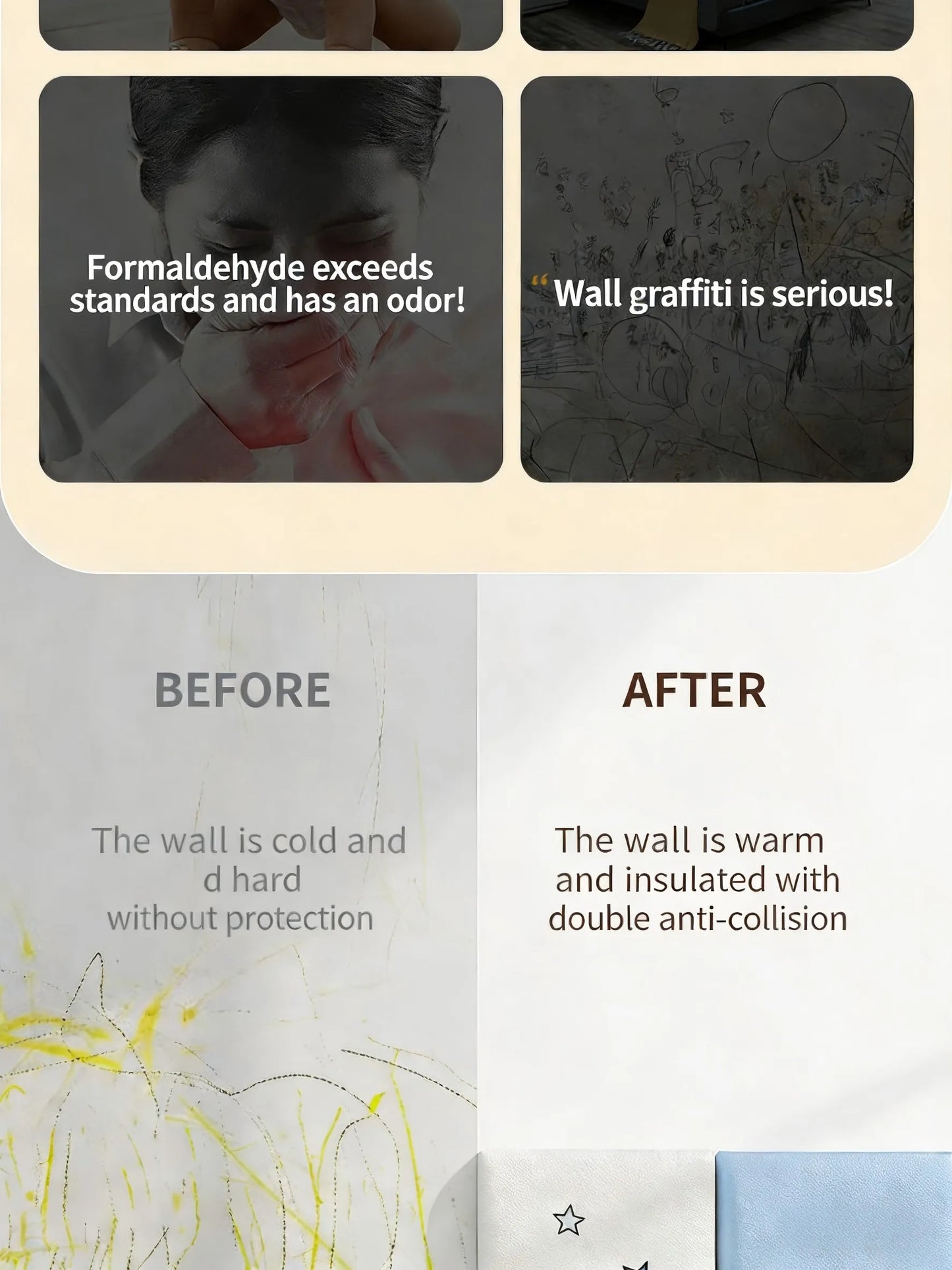 Self-Adhesive Anti-Collision Wall Padding for Kids, Tatami Style Bedside Headboard Cushion, Soft Wall Protector for Bedroom