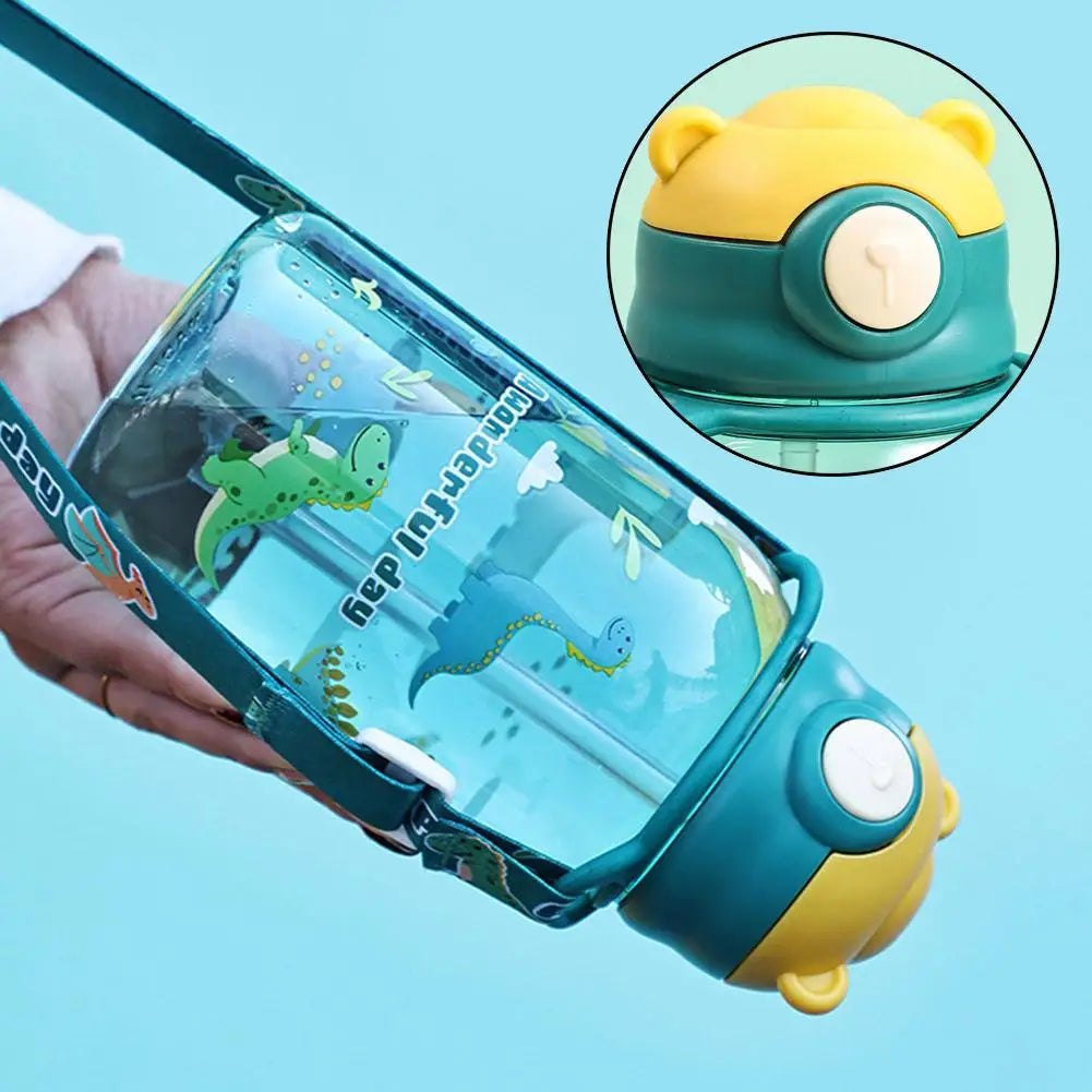 650ml Children's Water Cup Cartoon Leak-proof Plastic Water Bottle Summer Outdoor Portable Water Bottle With Straw For Kids