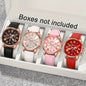 4-piece set of fashionable women's quartz watch - stylish circular dial, suitable for daily wear and special occasions