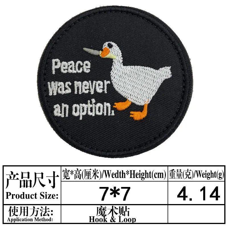 Cartoon Animal Duck with Knife Morale Badge Missile FAFO Embroidery Hook and Loop Patches Tactical Backpack Jacket Sticker