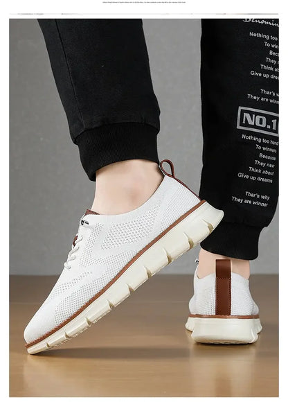 Vanmie Men Casual Sneakers Shoes Breathable Summer Knitted Mesh Sock Sneakers Fashion Simple Lace-up Lightweight  Sneakers