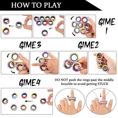sell well 3pc stress reduction magnetic ring toy, color ring toy, ADHD anxiety relief stress reduction ring Holiday gift