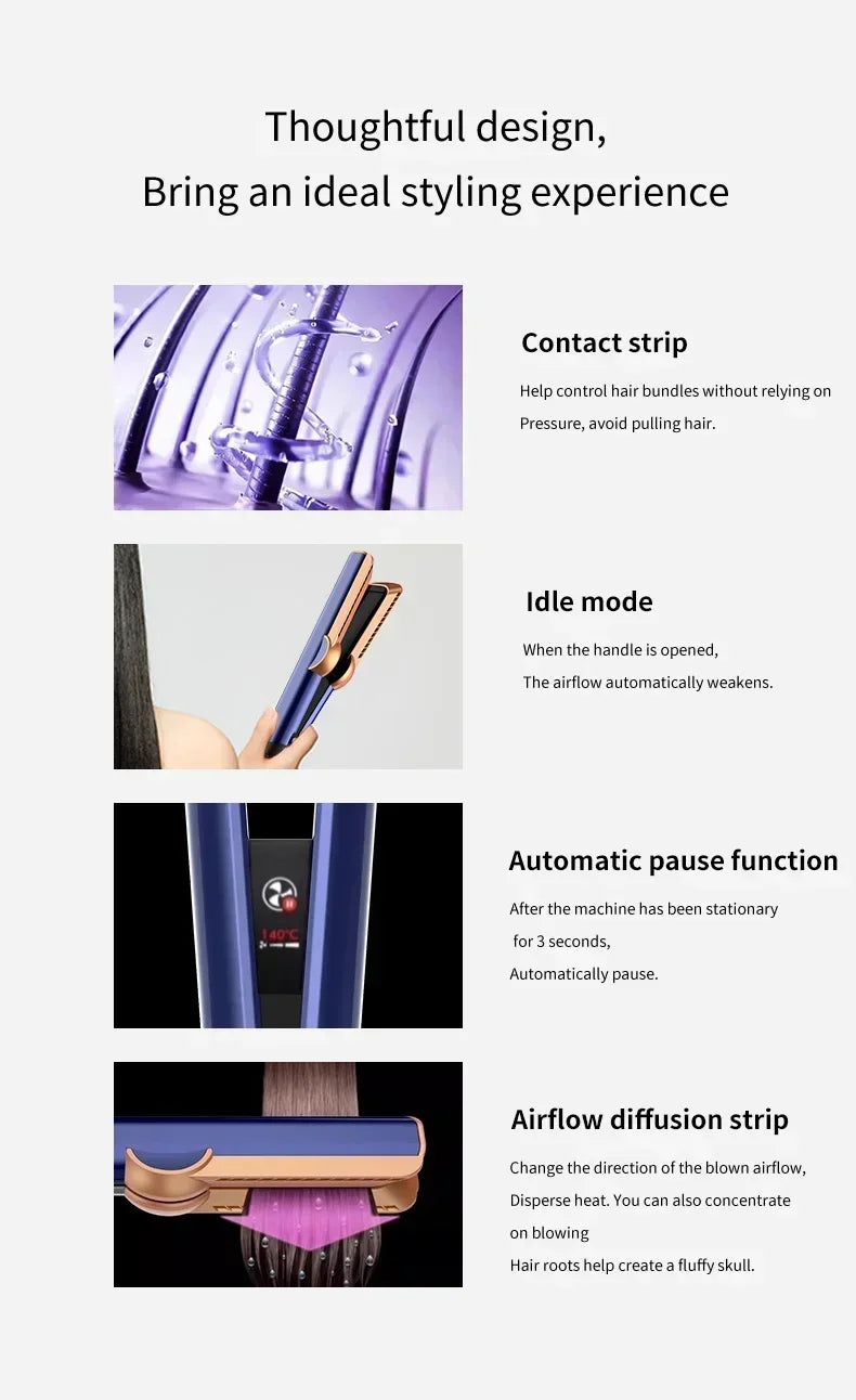 2 IN 1 Professional Hair Straightener & Hair Dryer Heat-Up Hair Flat Iron, Negative Ion Iron Long-Lasting Styling Tool 1.8M&2.7M