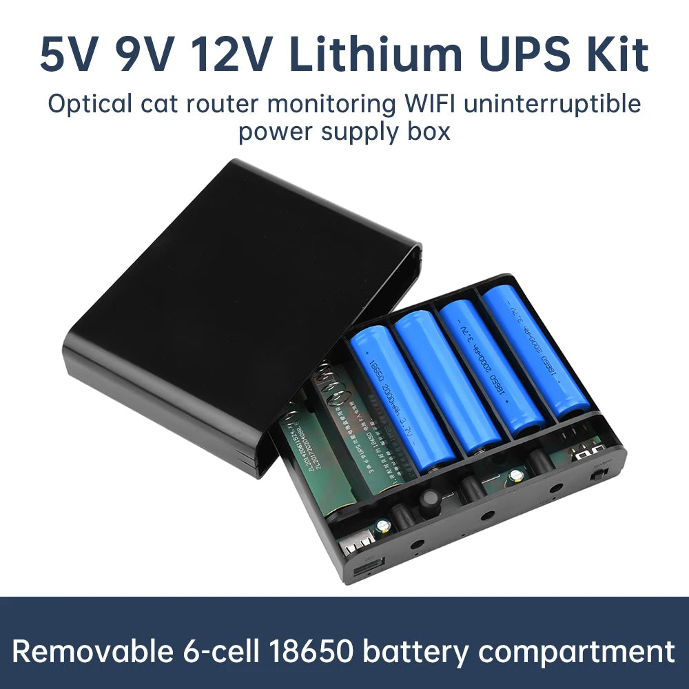 5V9V12V Output Power Bank Box for Cellphone Power Storage Case Tablet Modem 6 x 18650 Battery UPS Uninterrupted Power Supply New
