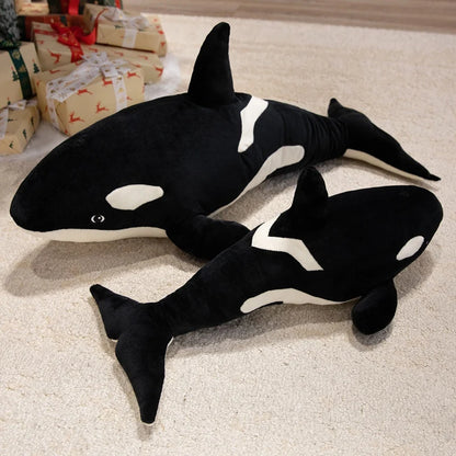 Giant Large Size Orca Killer Whale Plush Pillow Soft Stuffed Ocean Animal Doll Big Orca Plushie for Sleeping Hugging Pillow Home