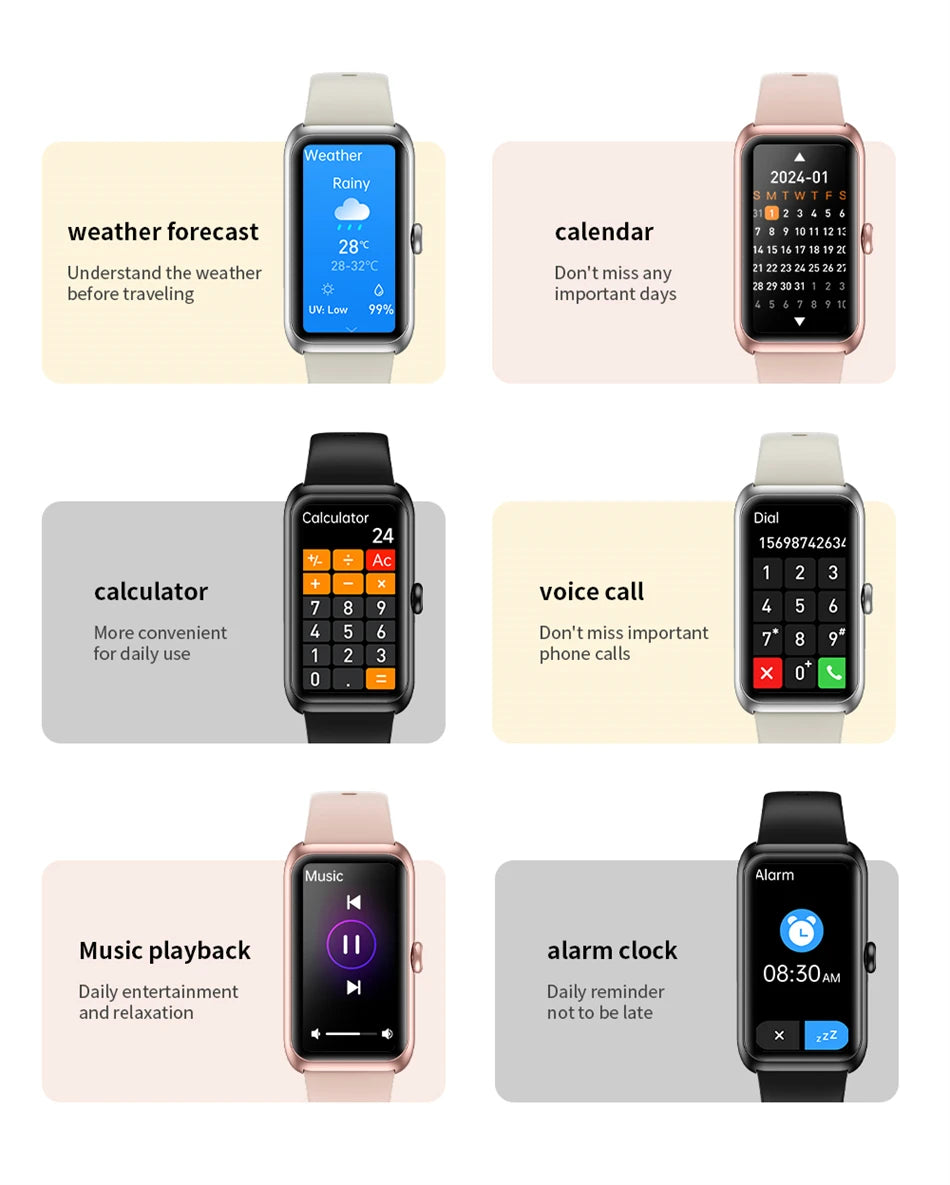 LIGE Fashionowy Smartwatch z Pełnym Ekranem Dotykowym Męski Damski Przypomnienie o Połączeniach Bransoletka Damska 100+ Trybów Sportowych Monitor Tętna Smartwatch