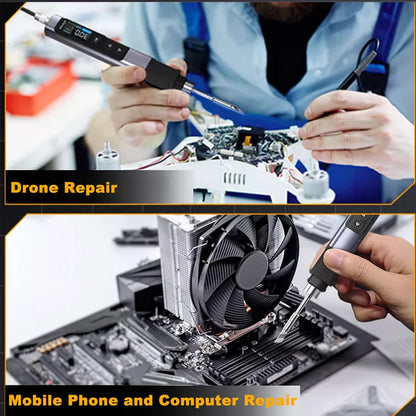 FNIRSI HS-02 Electric Soldering Iron PD100W Power Adjustable 100-450 ℃ Temperature Rapid Heating Repair Portable Toolbox Kit